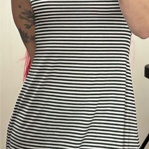 SHEIN Black and White Striped Mini Dress